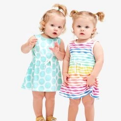 Primary.com Baby Drawstring Dress In Rainbow Waves $10 And Under