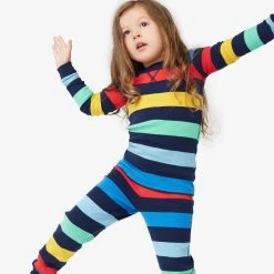Primary.com Kids Organic PJ Top In Bold Rainbow Stripe $10 And Under