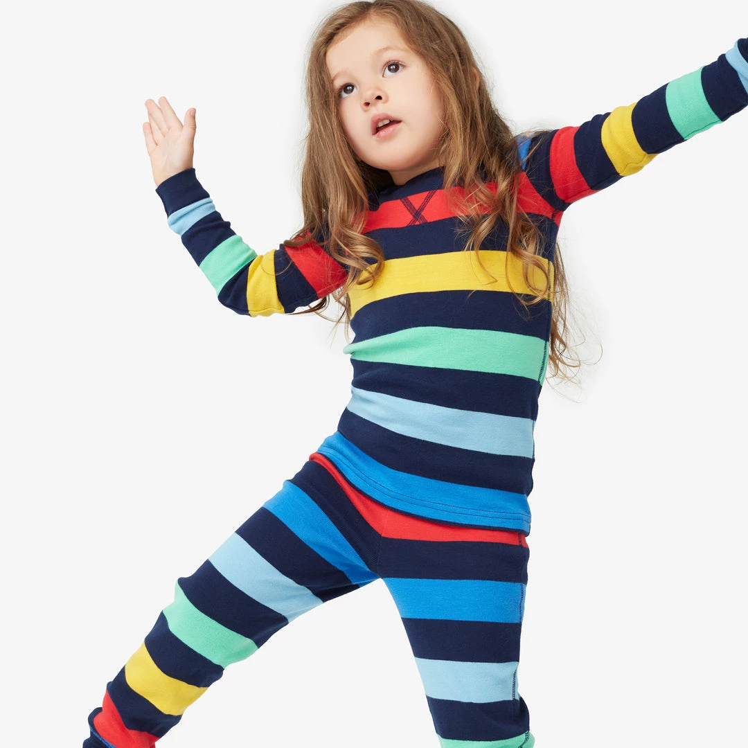 Primary.com Kids Organic PJ Top In Bold Rainbow Stripe $10 And Under 3 Primary.com Kids Organic PJ Top In Bold Rainbow Stripe $10 And Under