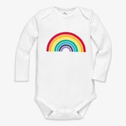 Primary.com Organic Long Sleeve Babysuit In Rainbow Graphic