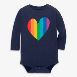 Primary.com Long Sleeve Babysuit In Rainbow Heart $10 And Under