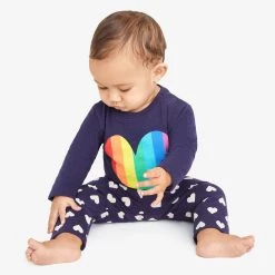 Primary.com Long Sleeve Babysuit In Rainbow Heart $10 And Under