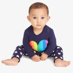 Primary.com Long Sleeve Babysuit In Rainbow Heart $10 And Under