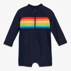 Primary.com Baby One-piece Rash Guard In Rainbow Placed Stripe