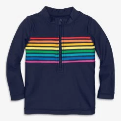 Primary.com Rainbow Swim Baby Rash Guard In Rainbow Placed Stripe
