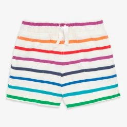 Primary.com Baby Play Short In Rainbow Stripe