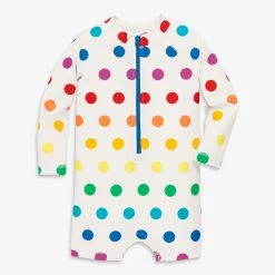 Primary.com Baby One-piece Rash Guard In Rainbow Dot Rainbow Swim