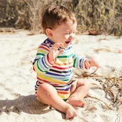 Primary.com Baby Rash Guard In Rainbow Stripe Rainbow Swim 7 Primary.com Baby Rash Guard In Rainbow Stripe Rainbow Swim