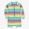 Primary.com Baby One-piece Rash Guard In Rainbow Stripe Rainbow Swim