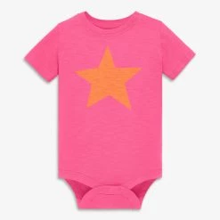 Primary.com Short Sleeve Star Babysuit In Bubblegum $10 And Under