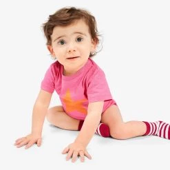 Primary.com Short Sleeve Star Babysuit In Bubblegum $10 And Under