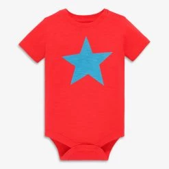 Primary.com $10 And Under Short Sleeve Star Babysuit In Poppy