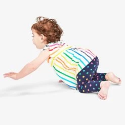 Primary.com Baby Short Sleeve Legging Tee In Rainbow Stripe