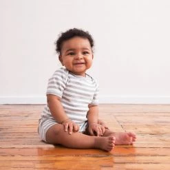 Primary.com Organic Babysuit Shortie In Mini Stripe