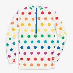 Primary.com Rainbow Swim Long Sleeve Half-zip Rashguard In Rainbow Dot