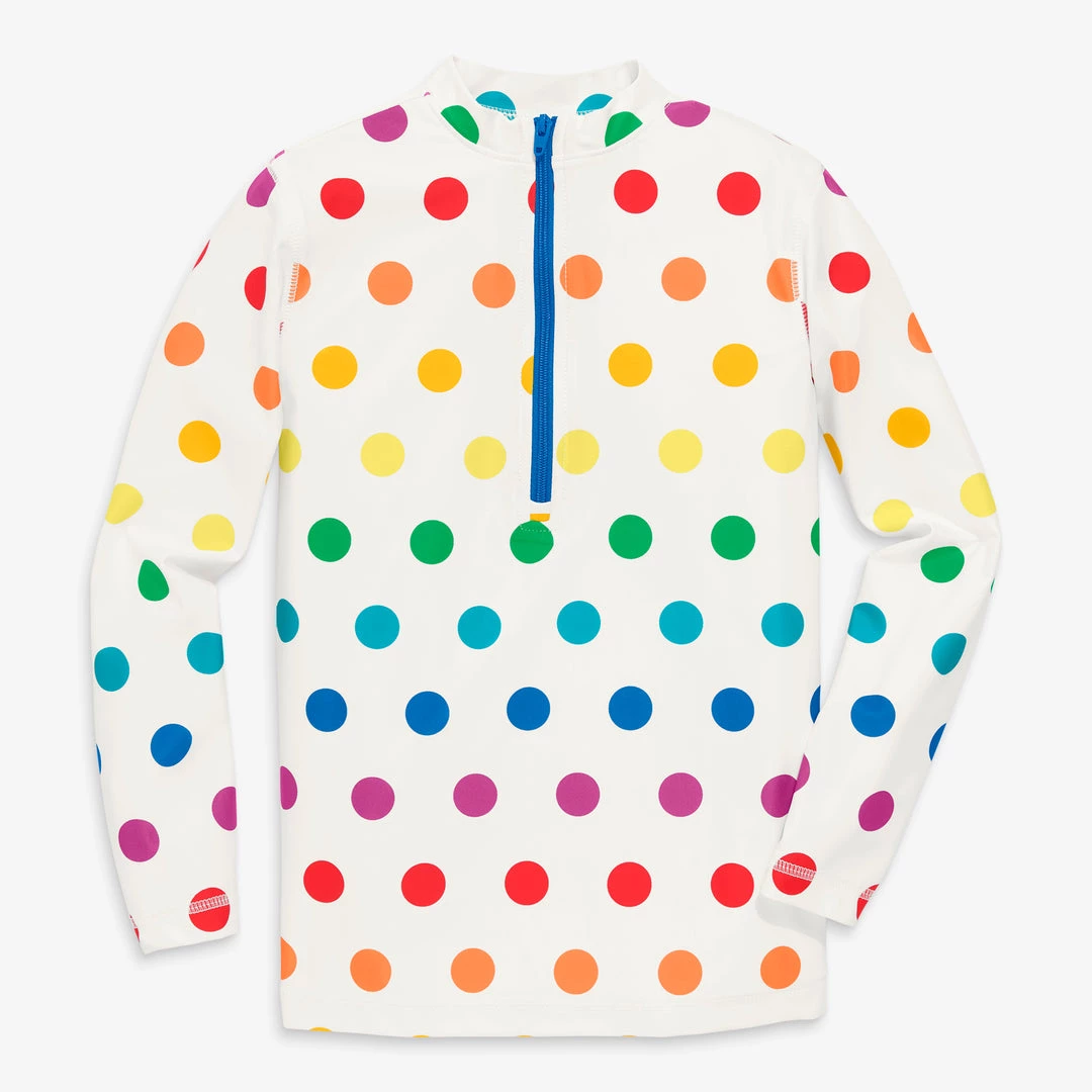 Primary.com Rainbow Swim Long Sleeve Half-zip Rashguard In Rainbow Dot 4 Primary.com Rainbow Swim Long Sleeve Half-zip Rashguard In Rainbow Dot
