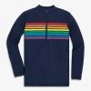 Primary.com Long Sleeve Half Zip Rash Guard In Rainbow Placed Stripe