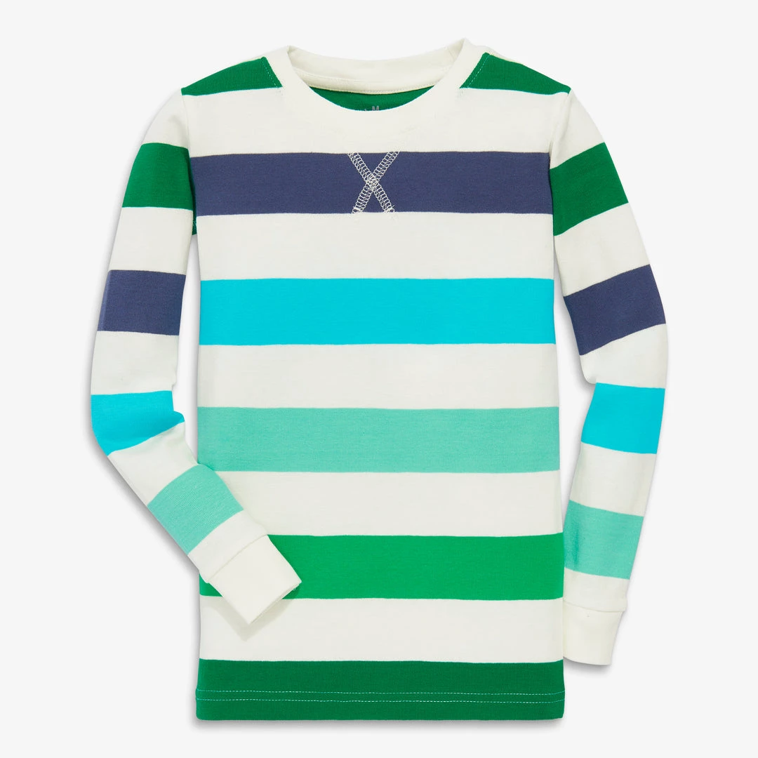 Primary.com Kids Organic Long Sleeve PJ Top In Bold Tonal Stripe 4 Primary.com Kids Organic Long Sleeve PJ Top In Bold Tonal Stripe