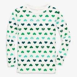 Primary.com Kids Organic Long Sleeve PJ Top In Lucky Clovers