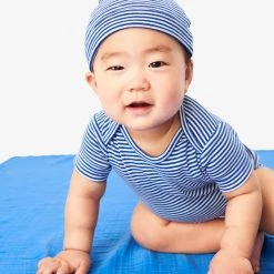 Primary.com Organic Short Sleeve Babysuit In Mini Stripe $10 And Under
