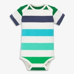 Primary.com Organic Short Sleeve Babysuit In Bold Tonal Stripe