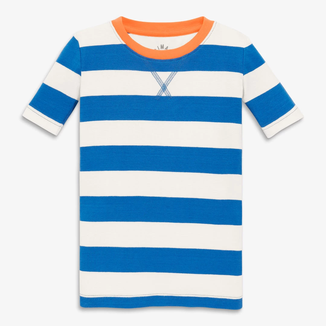 Primary.com Kids Organic Short Sleeve PJ Top In Bold Stripe 4 Primary.com Kids Organic Short Sleeve PJ Top In Bold Stripe
