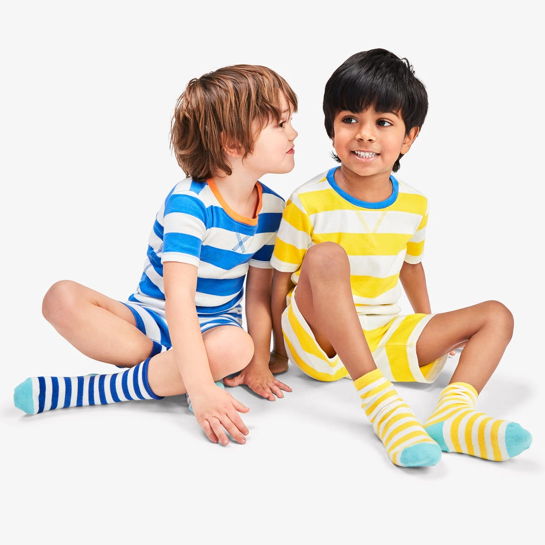 Primary.com Kids Organic Short Sleeve PJ Top In Bold Stripe 8 Primary.com Kids Organic Short Sleeve PJ Top In Bold Stripe