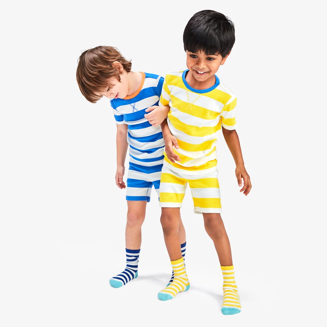 Primary.com Kids Organic Short Sleeve PJ Top In Bold Stripe 3 Primary.com Kids Organic Short Sleeve PJ Top In Bold Stripe