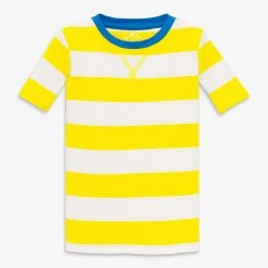 Primary.com Kids Organic Short Sleeve PJ Top In Bold Stripe 11 Primary.com Kids Organic Short Sleeve PJ Top In Bold Stripe