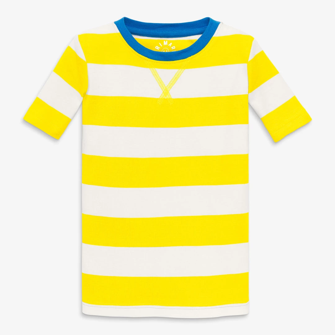 Primary.com Kids Organic Short Sleeve PJ Top In Bold Stripe 6 Primary.com Kids Organic Short Sleeve PJ Top In Bold Stripe
