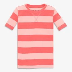 Primary.com Kids Organic Short Sleeve PJ Top In Bold Stripe 12 Primary.com Kids Organic Short Sleeve PJ Top In Bold Stripe