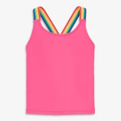 Primary.com Swim Top With Rainbow Trim Rainbow Swim