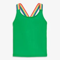 Primary.com Swim Top With Rainbow Trim Rainbow Swim