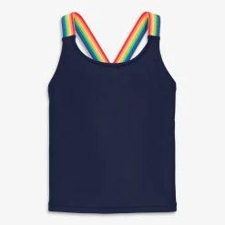 Primary.com Swim Top With Rainbow Trim Rainbow Swim