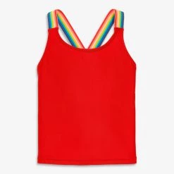Primary.com Swim Top With Rainbow Trim Rainbow Swim
